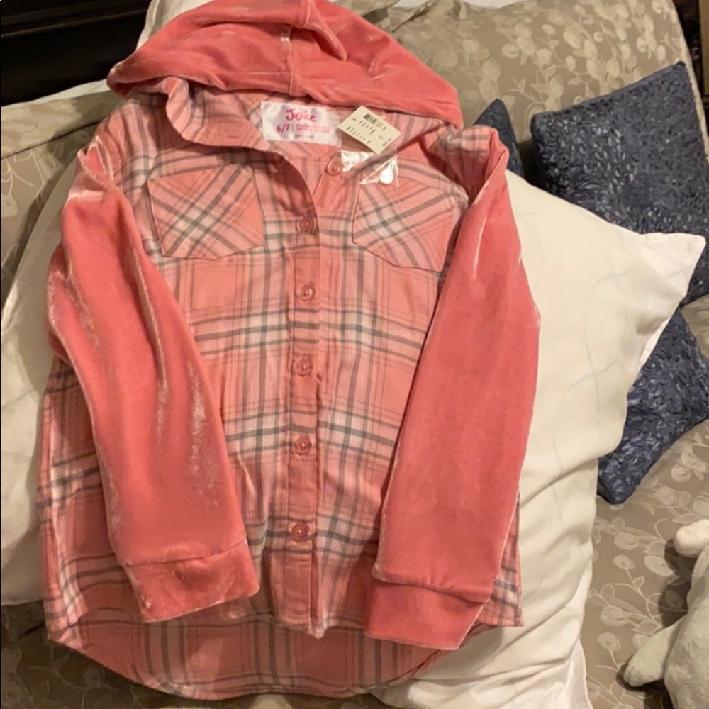 Pink Plaid Velvet Shirt